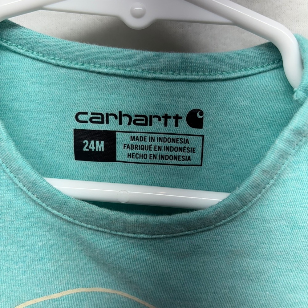 Carhartt Toddler Girl Long Sleeve T-Shirt Horse Graphic Aqua Blue 24M - Picture 2 of 6